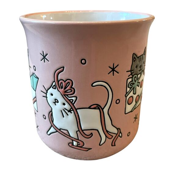 NEW Clementine CATS Pink Christmas Mug Set of 2 Ceramic 16oz Holiday - Picture 9 of 15